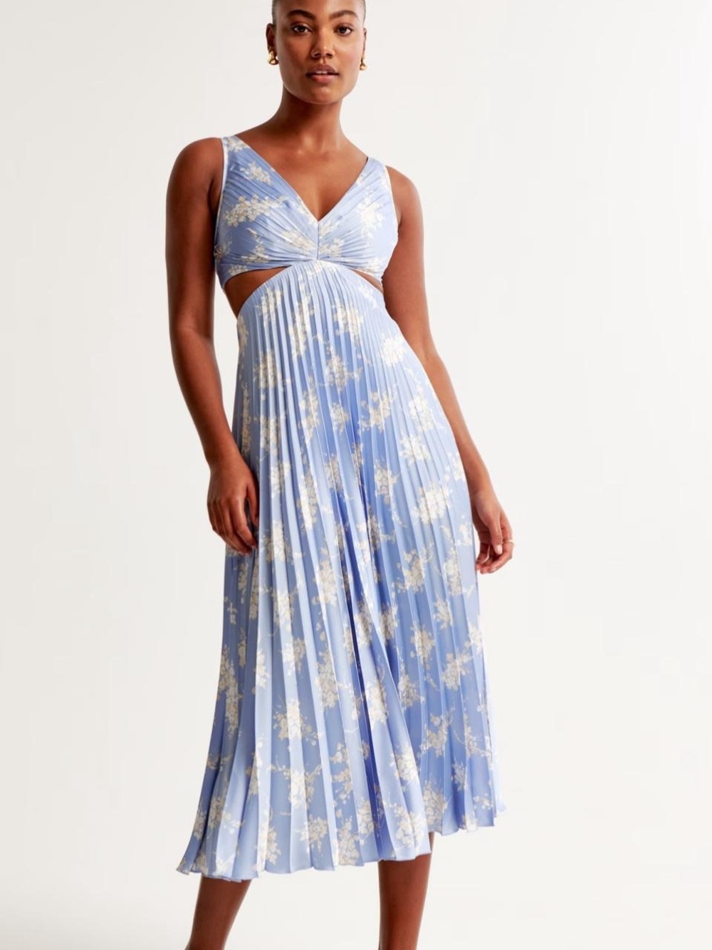 A & F Giselle Pleated Cutout Maxi Dress